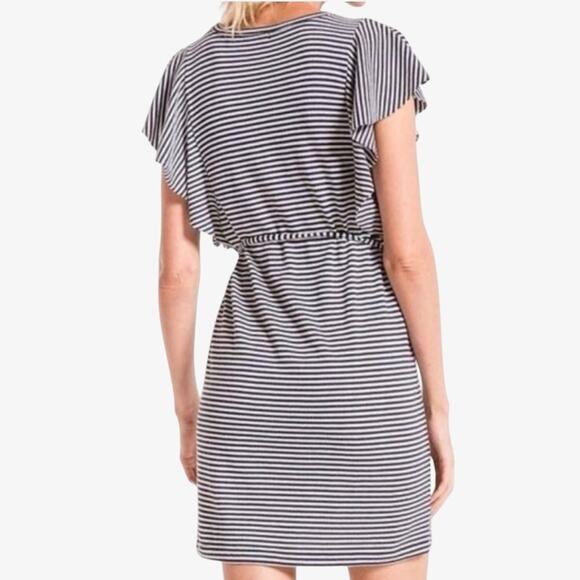 Z Supply Ruffle Sleeve Dress Size M Sporty Preppy Nautical Sailor Navy White - Picture 3 of 10